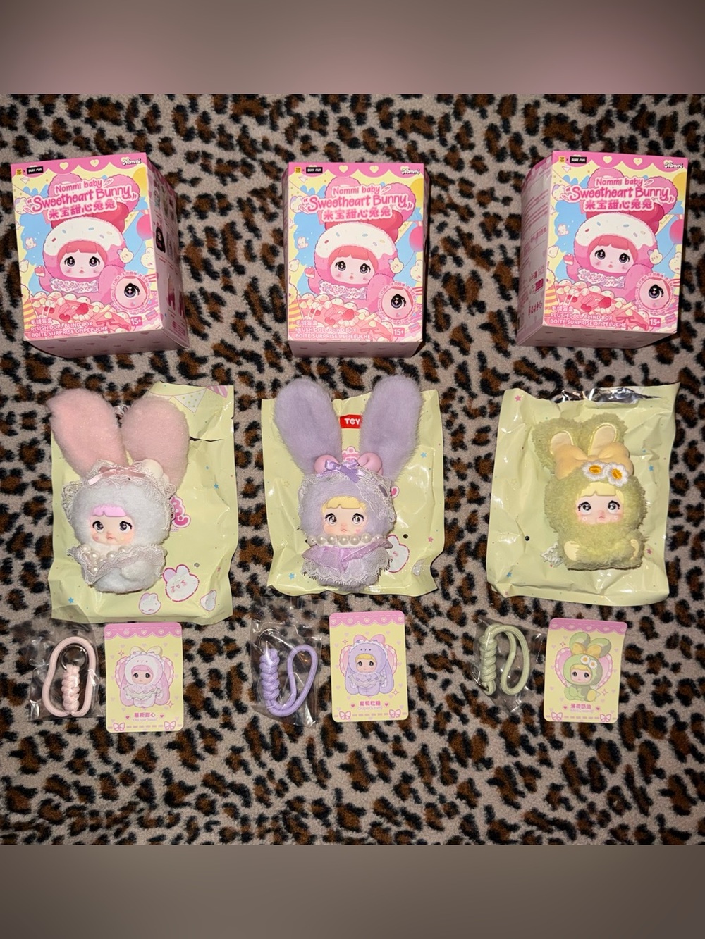 Nommi Baby Sweetheart Bunny Plush Keychain Blind Boxes Pack of 3
